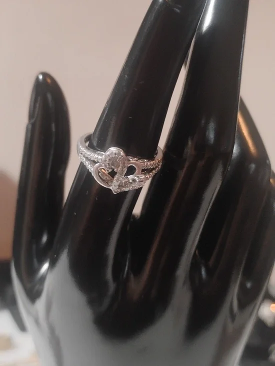 925 Sterling Silver Stamped Double Heart Ring Size 6.75 - Picture 3 of 6